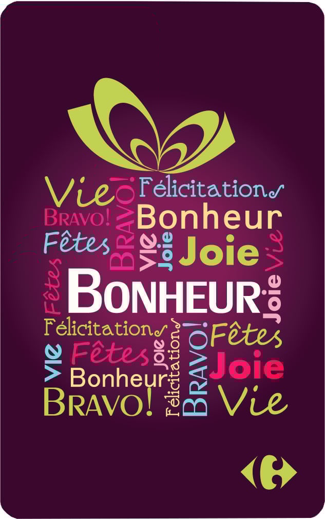Carte Cadeaux Carrefour "Bonheur"